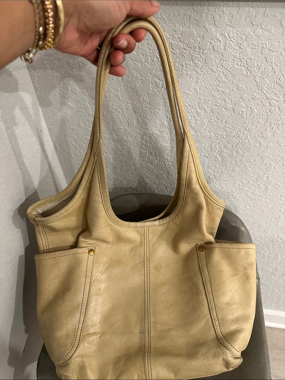 Frye banana Cream Leather Shoulder Bag